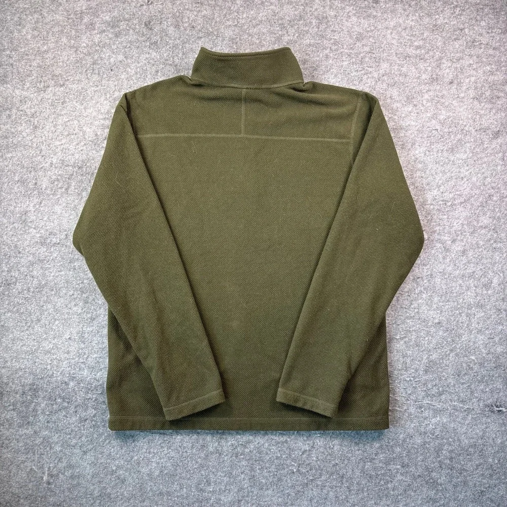 The North Face Mens Large Olive Green 1/4 Zip Fleece Pullover Textured Sweater